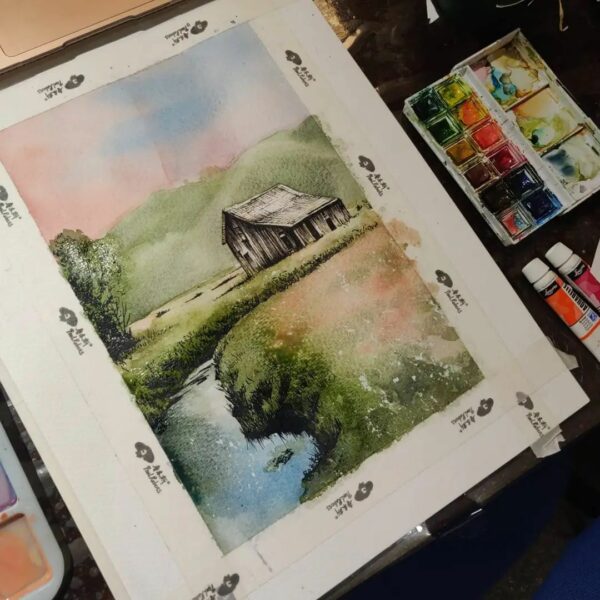 Student work during the Pen and watercolour workshop | ART CLASSES MALTA