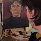 Self-Portrait painting by student Erika Trimilgiozzi ACM